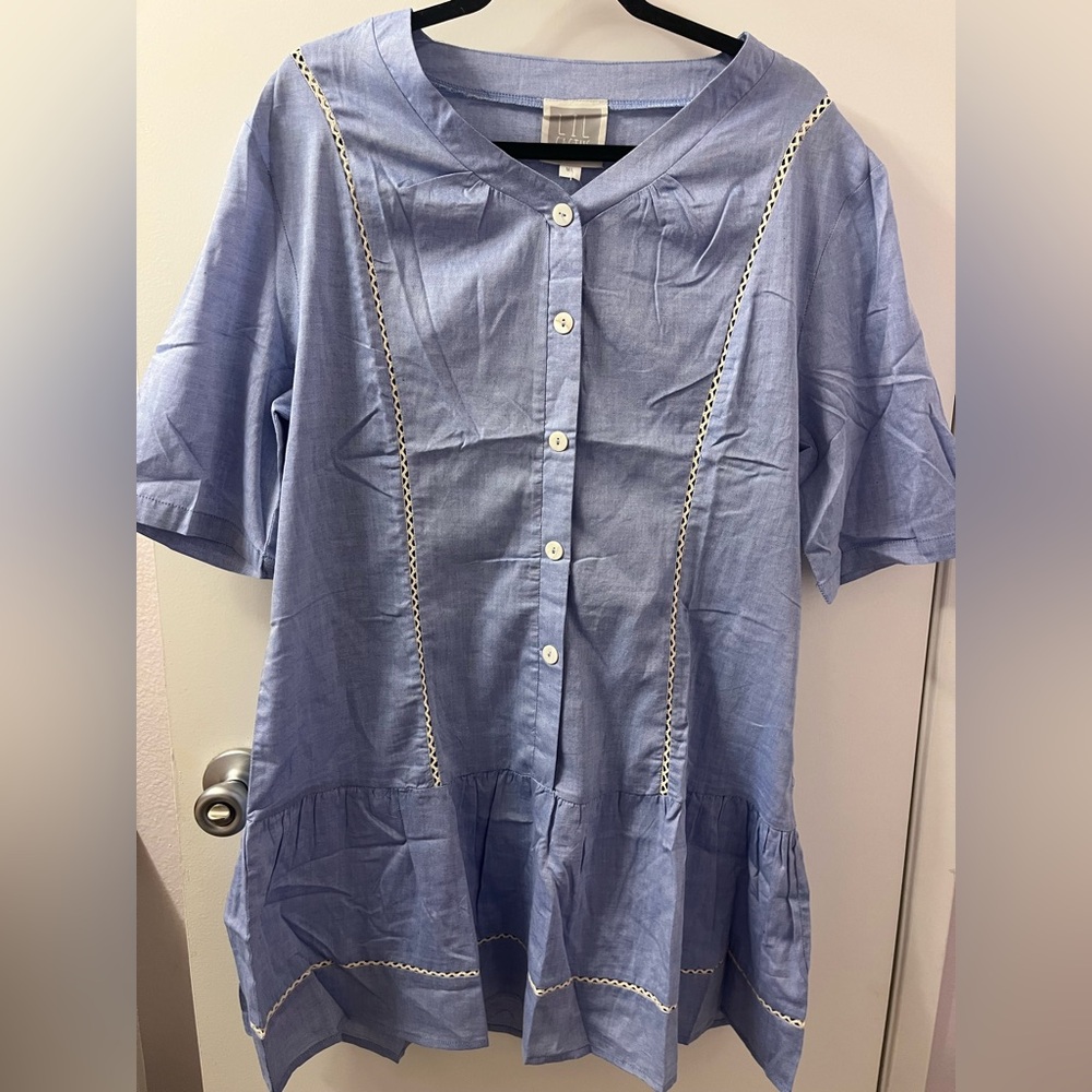 Lil Cactus Sky Blue Cotton & Lace dress NWT Size MP PTP 21